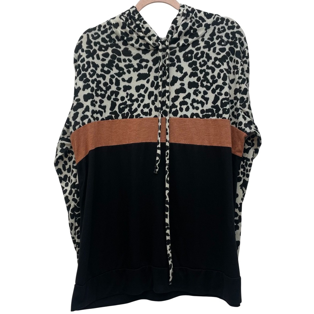 Leopard Colorblock Hoodie Grace & Emma Rust Animal Print Pullover